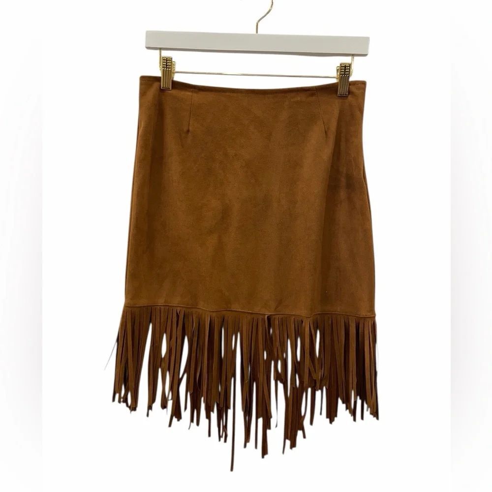 Rue21 Y2K Tan Fringe Mini Skirt